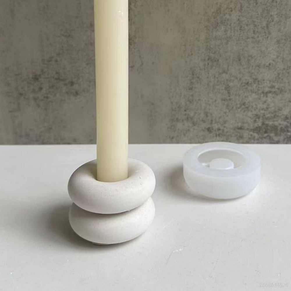 Donut Mold Silicone - Circular Donut Candle Holder Silicone Mold,